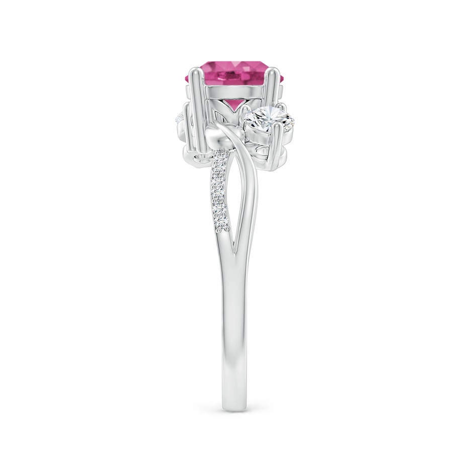 7mm AAAA Pink Sapphire and Diamond Twisted Vine Ring in P950 Platinum side 299