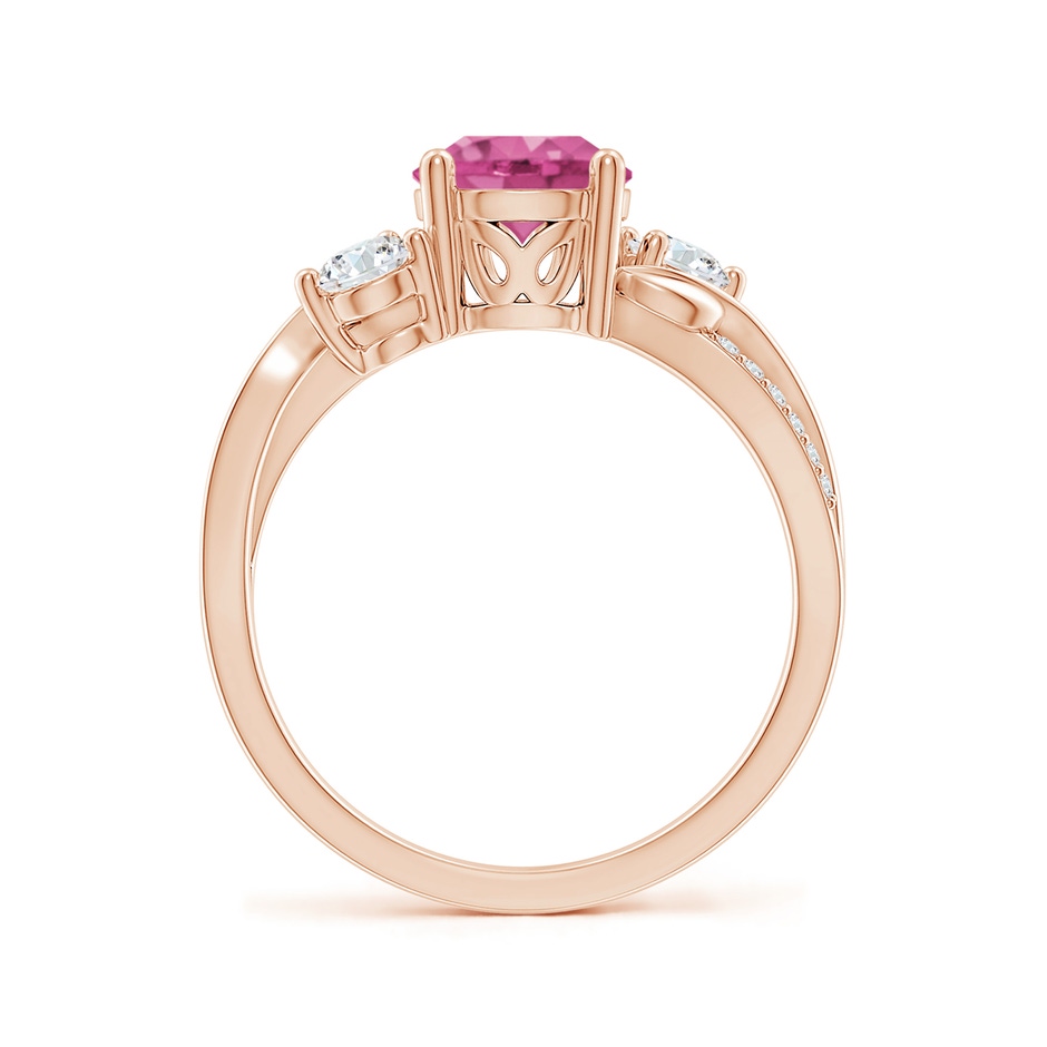 7mm AAAA Pink Sapphire and Diamond Twisted Vine Ring in Rose Gold side 199