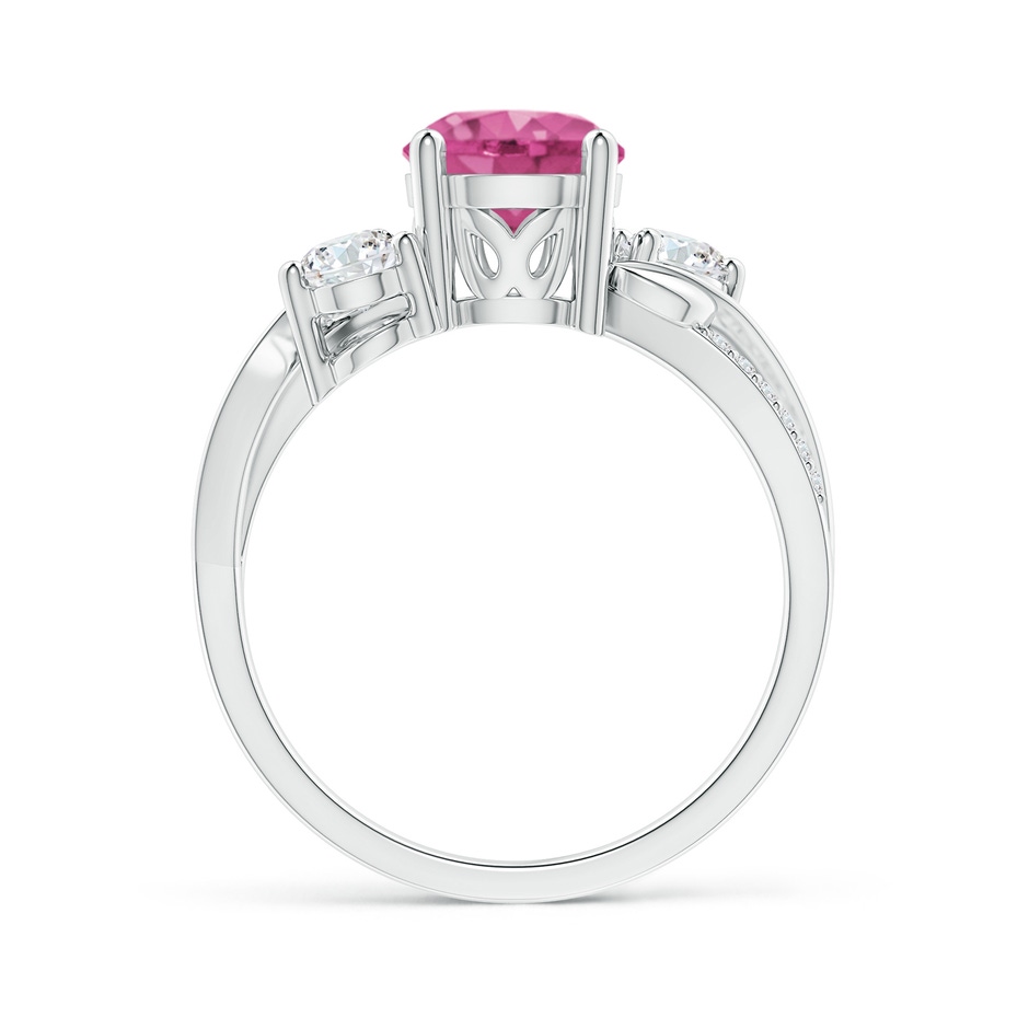 7mm AAAA Pink Sapphire and Diamond Twisted Vine Ring in White Gold side-1