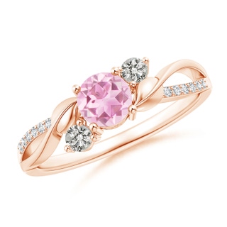 5mm A Pink Tourmaline and Diamond Twisted Vine Ring in Rose Gold