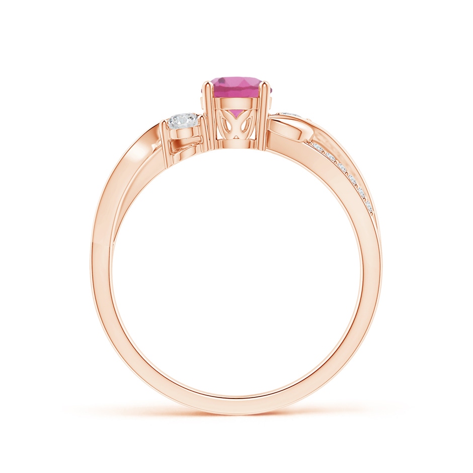 5mm AAA Pink Tourmaline and Diamond Twisted Vine Ring in Rose Gold side-1