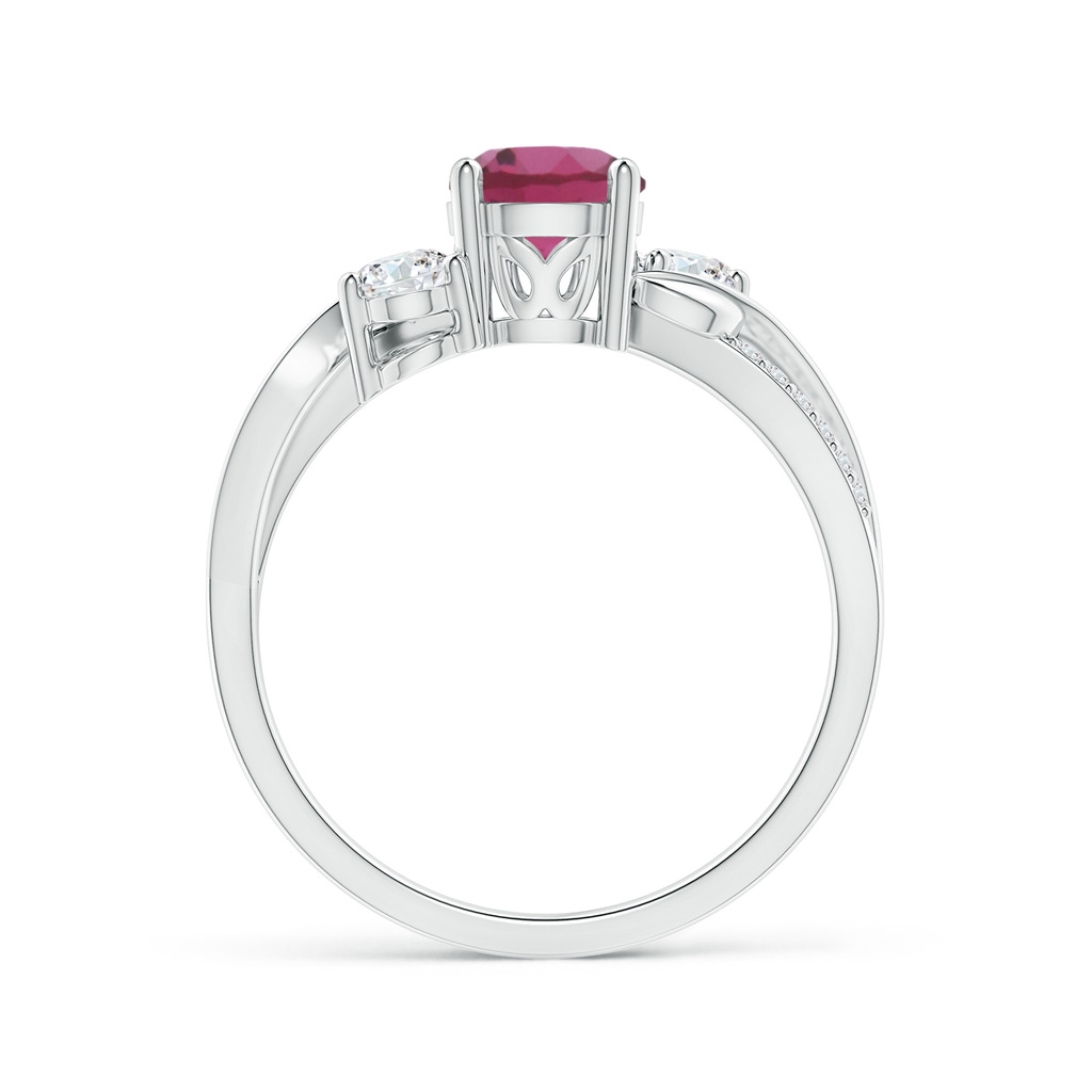 6mm AAAA Pink Tourmaline and Diamond Twisted Vine Ring in P950 Platinum Side-1