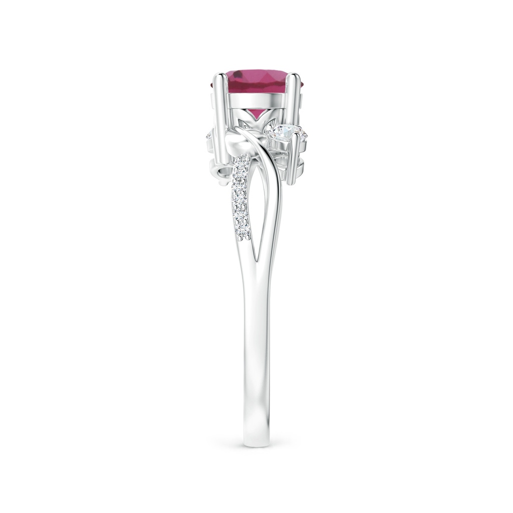 6mm AAAA Pink Tourmaline and Diamond Twisted Vine Ring in P950 Platinum Side-2
