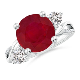 10mm AA Ruby and Diamond Twisted Vine Ring in P950 Platinum