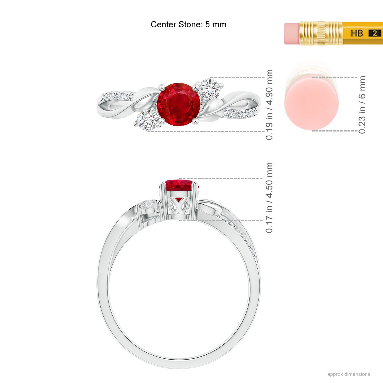 AAA - Ruby / 0.8 CT / 14 KT White Gold