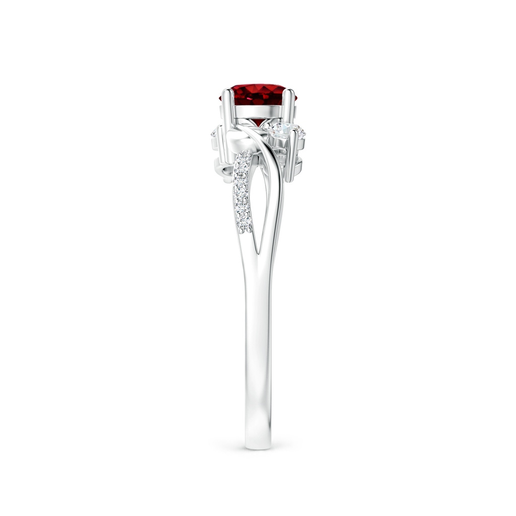 5mm AAAA Ruby and Diamond Twisted Vine Ring in White Gold Side 299