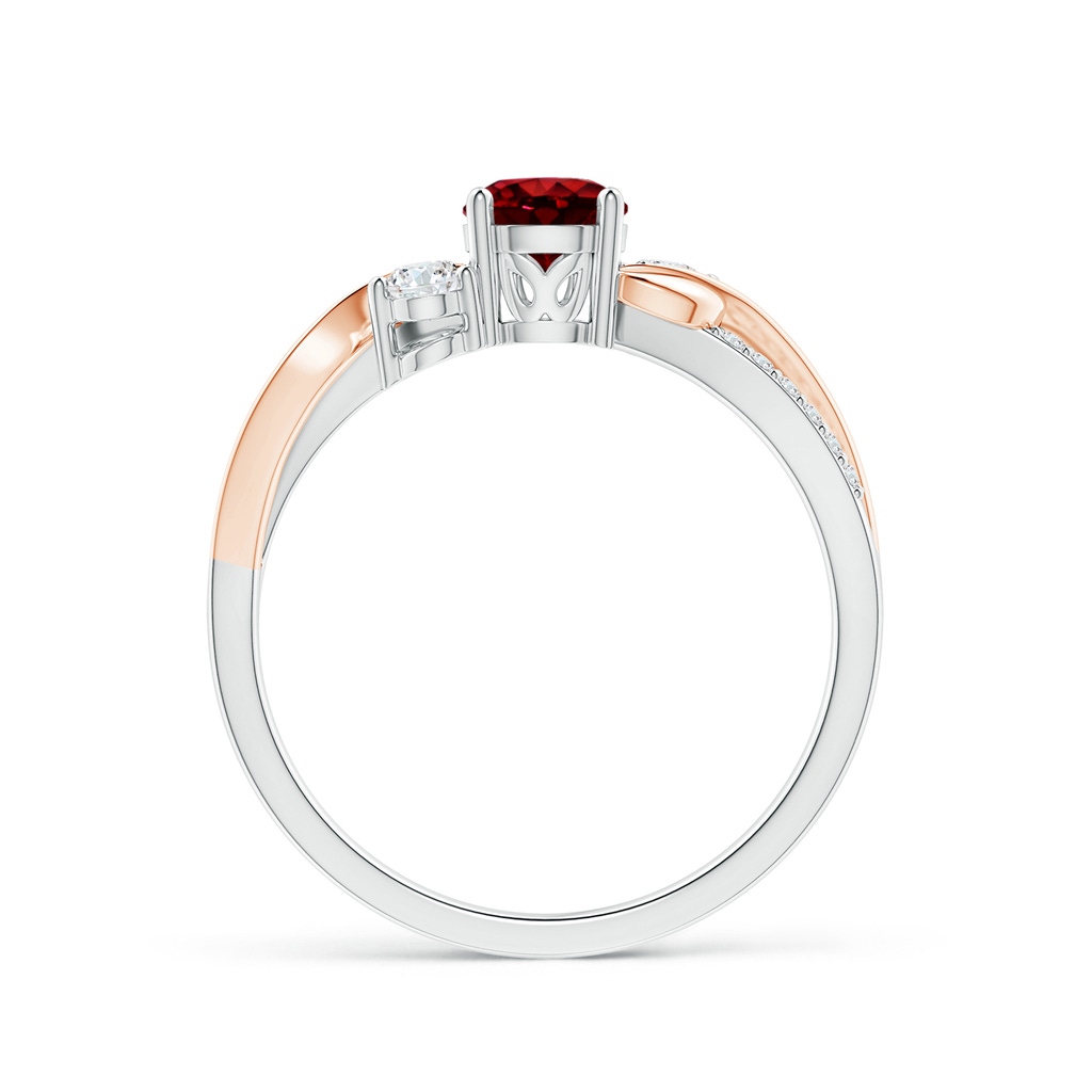 5mm AAAA Ruby and Diamond Twisted Vine Ring in White Gold Rose Gold Side 199