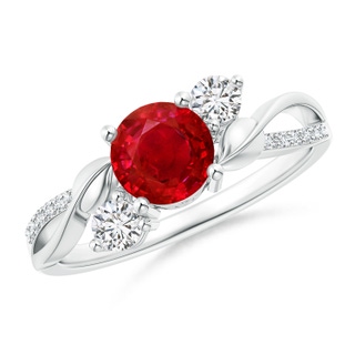 6mm AAA Ruby and Diamond Twisted Vine Ring in P950 Platinum
