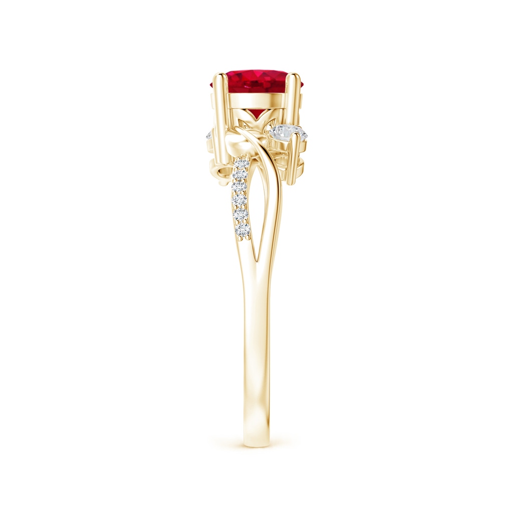 6mm AAA Ruby and Diamond Twisted Vine Ring in Yellow Gold Side 299