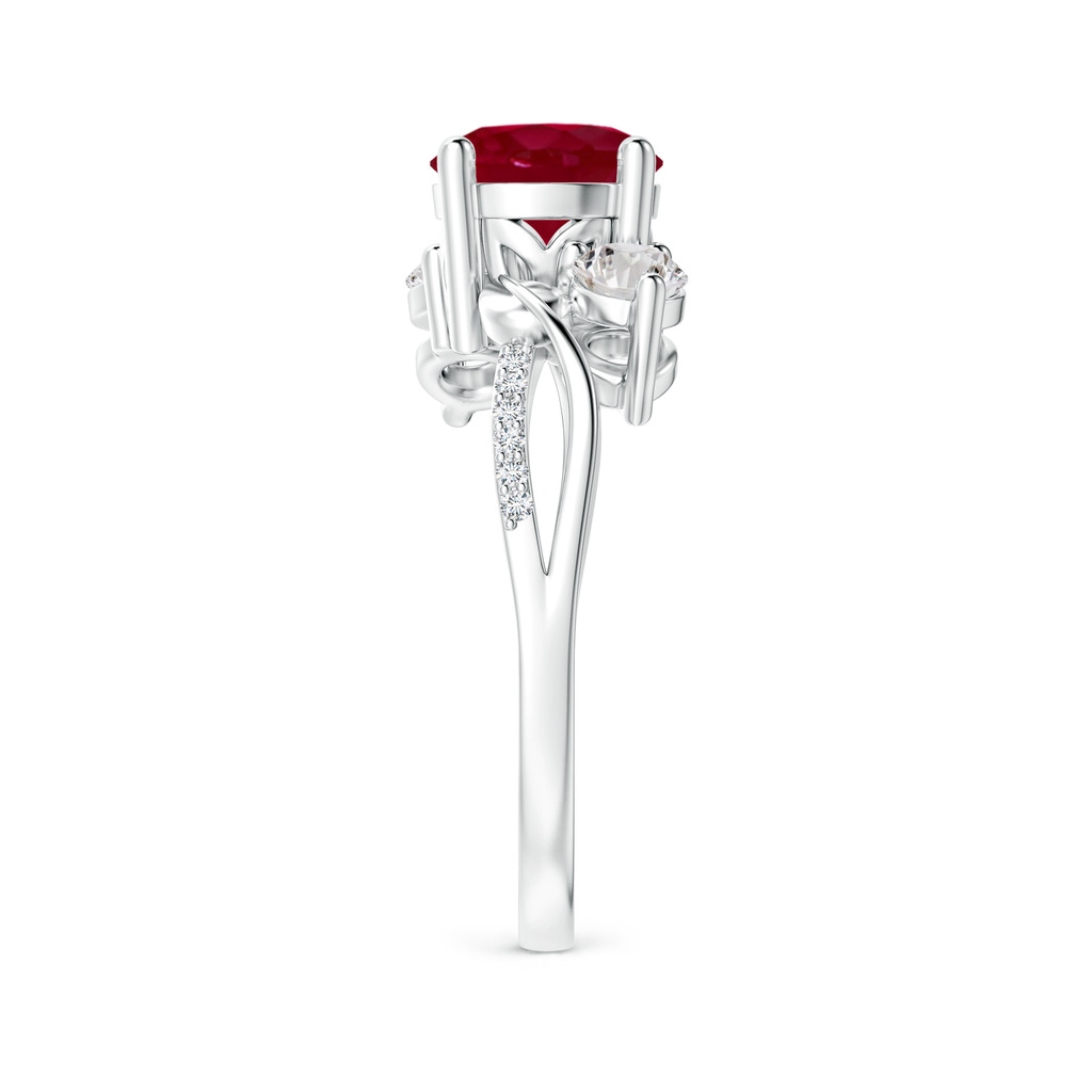 7mm AA Ruby and Diamond Twisted Vine Ring in White Gold Side 299