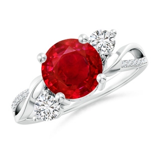 8mm AAA Ruby and Diamond Twisted Vine Ring in P950 Platinum
