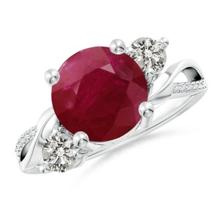 9mm A Ruby and Diamond Twisted Vine Ring in P950 Platinum