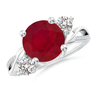 9mm AA Ruby and Diamond Twisted Vine Ring in P950 Platinum
