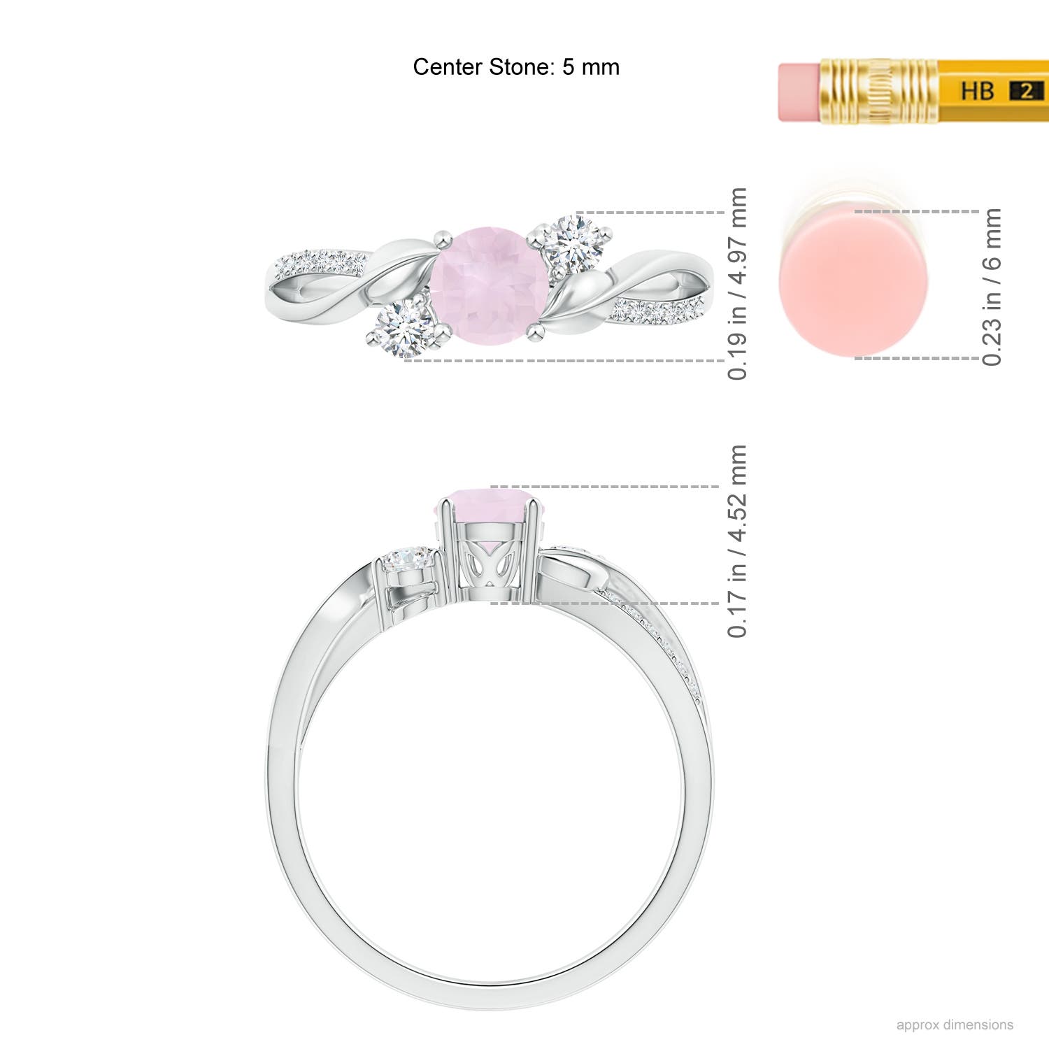 A - Rose Quartz / 0.7 CT / 14 KT White Gold