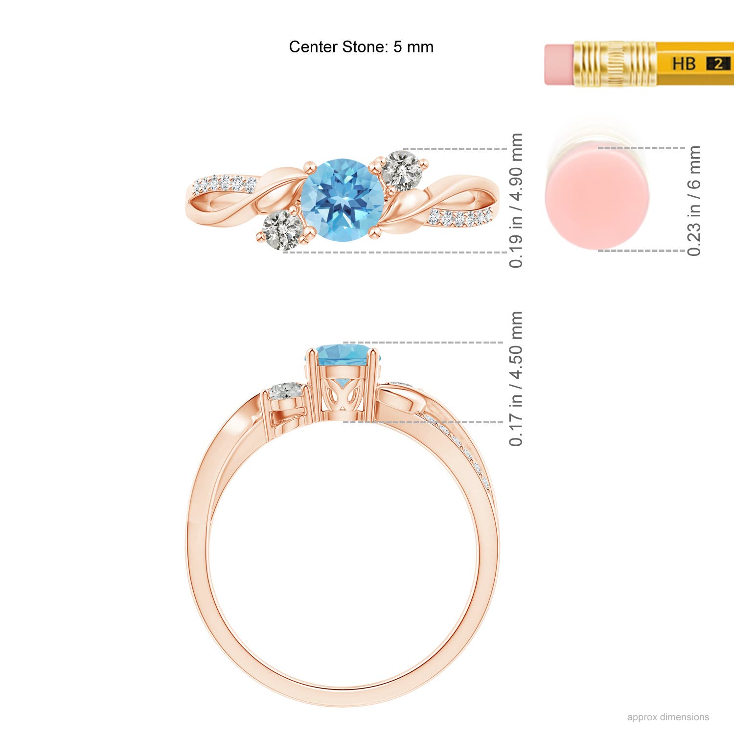 A - Swiss Blue Topaz / 0.8 CT / 14 KT Rose Gold