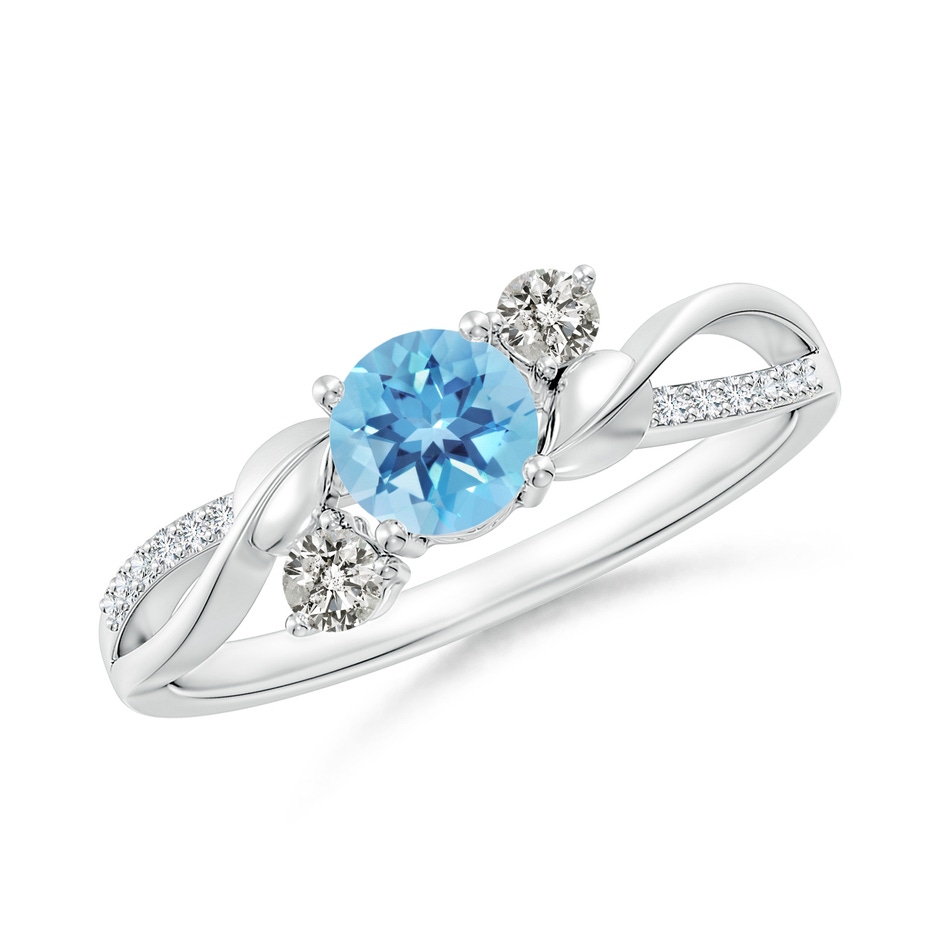 5mm A Swiss Blue Topaz and Diamond Twisted Vine Ring in White Gold 