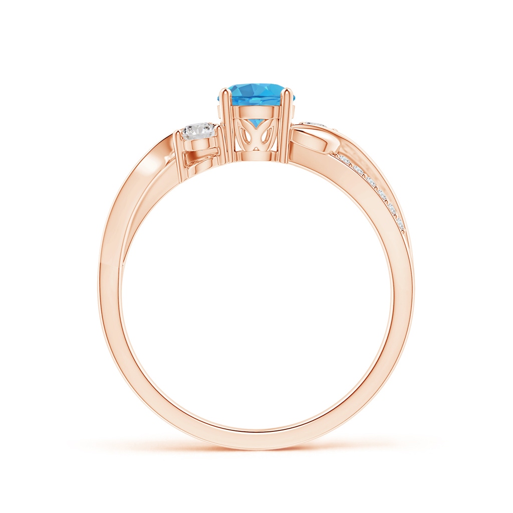 5mm AA Swiss Blue Topaz and Diamond Twisted Vine Ring in Rose Gold Side-1