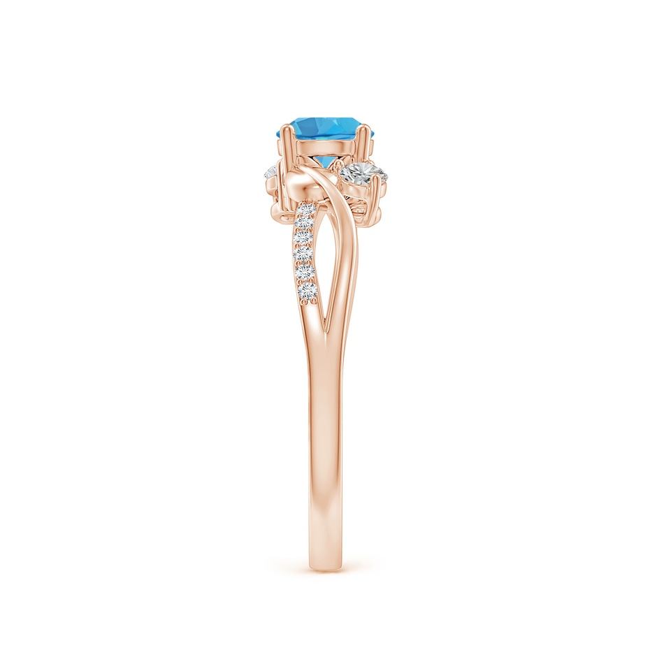 5mm AA Swiss Blue Topaz and Diamond Twisted Vine Ring in Rose Gold side 299