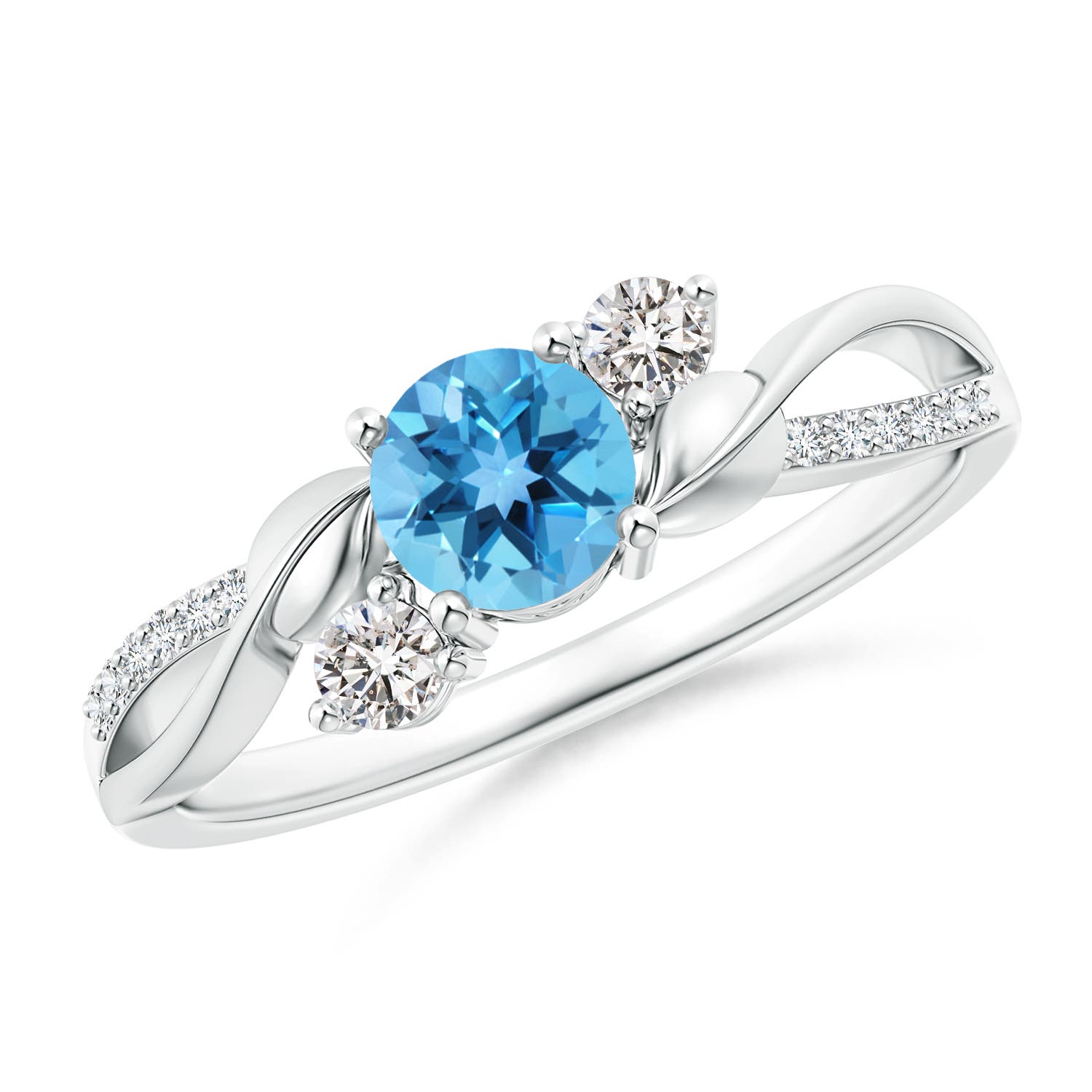 AA - Swiss Blue Topaz / 0.8 CT / 14 KT White Gold