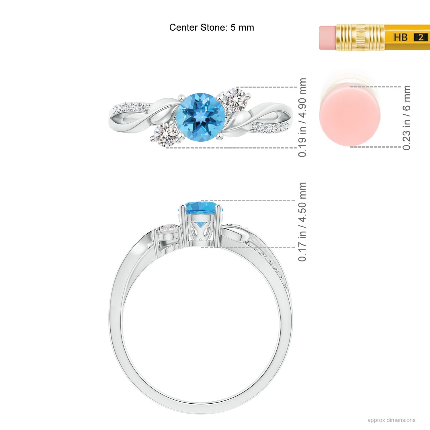 AA - Swiss Blue Topaz / 0.8 CT / 14 KT White Gold