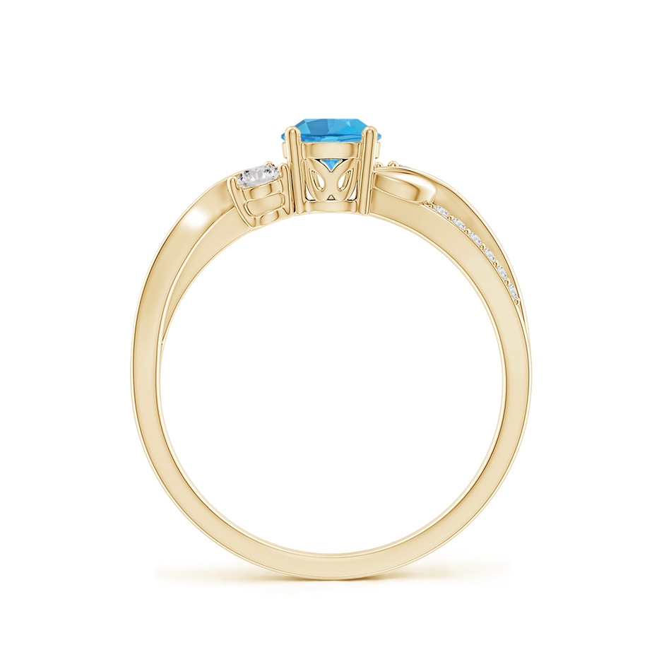 5mm AA Swiss Blue Topaz and Diamond Twisted Vine Ring in Yellow Gold side 199