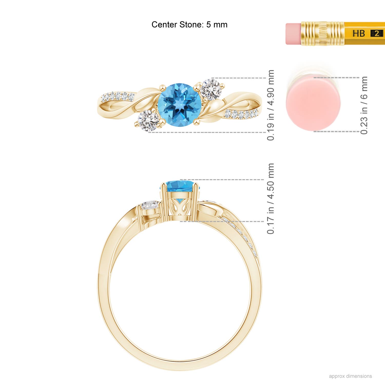 AA - Swiss Blue Topaz / 0.8 CT / 14 KT Yellow Gold