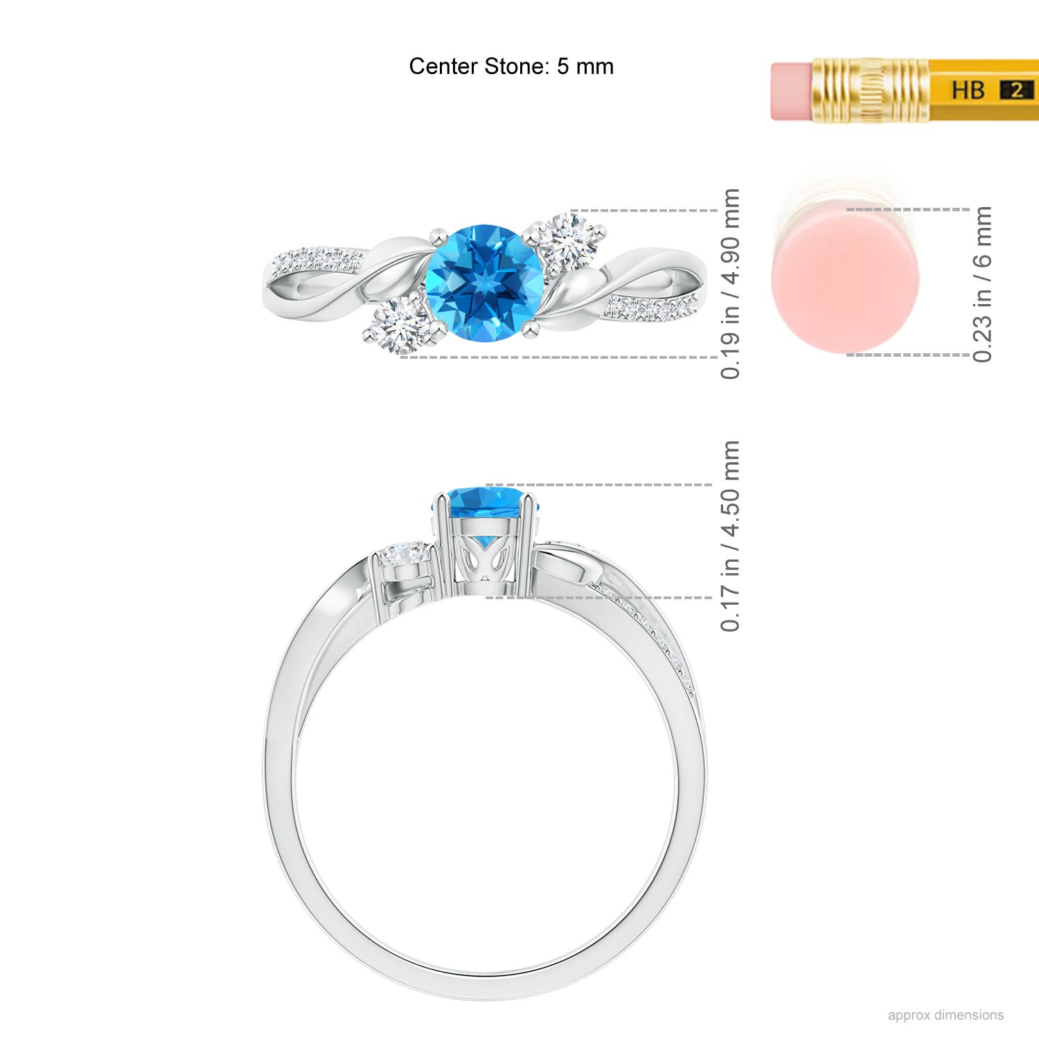 AAAA - Swiss Blue Topaz / 0.8 CT / 14 KT White Gold