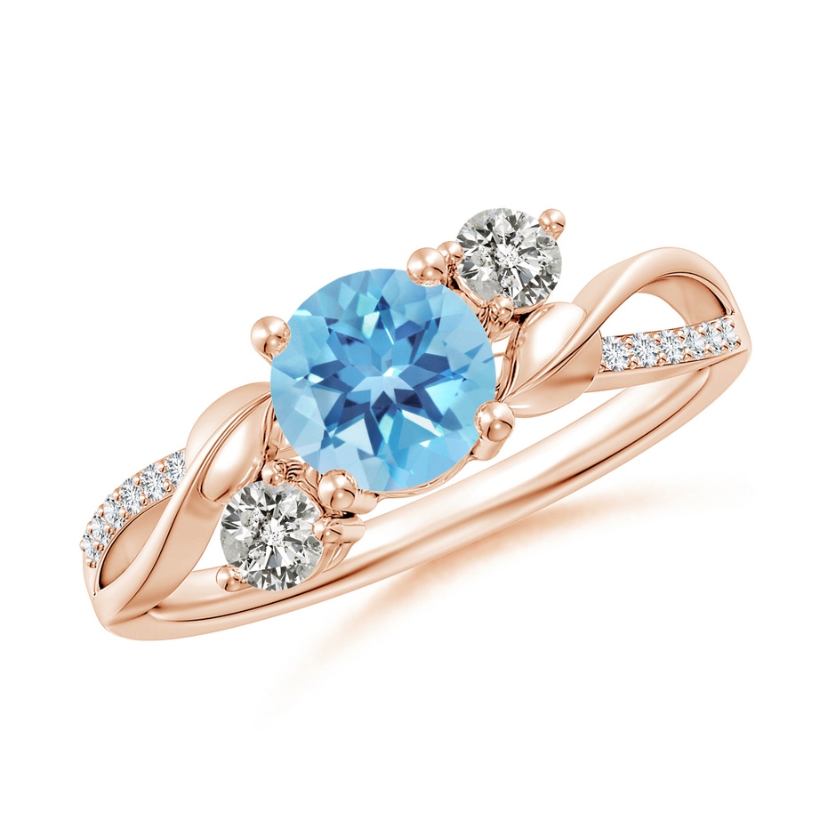 6mm A Swiss Blue Topaz and Diamond Twisted Vine Ring in Rose Gold 