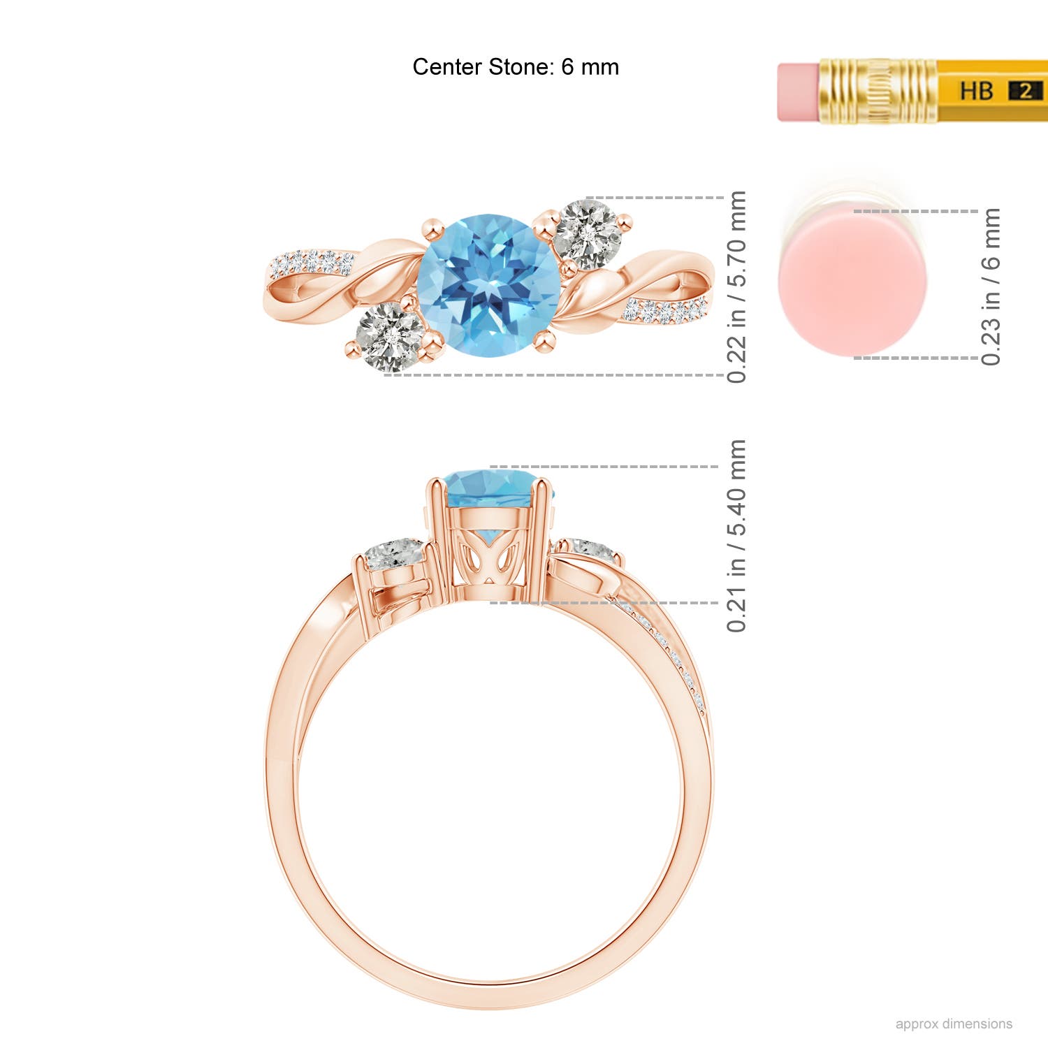 A - Swiss Blue Topaz / 1.22 CT / 14 KT Rose Gold