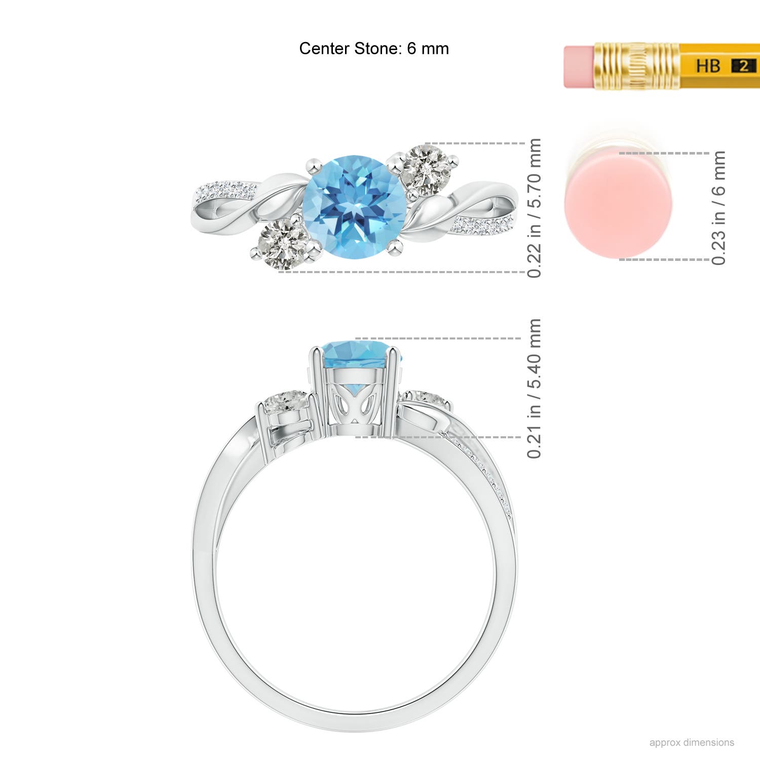 A - Swiss Blue Topaz / 1.22 CT / 14 KT White Gold