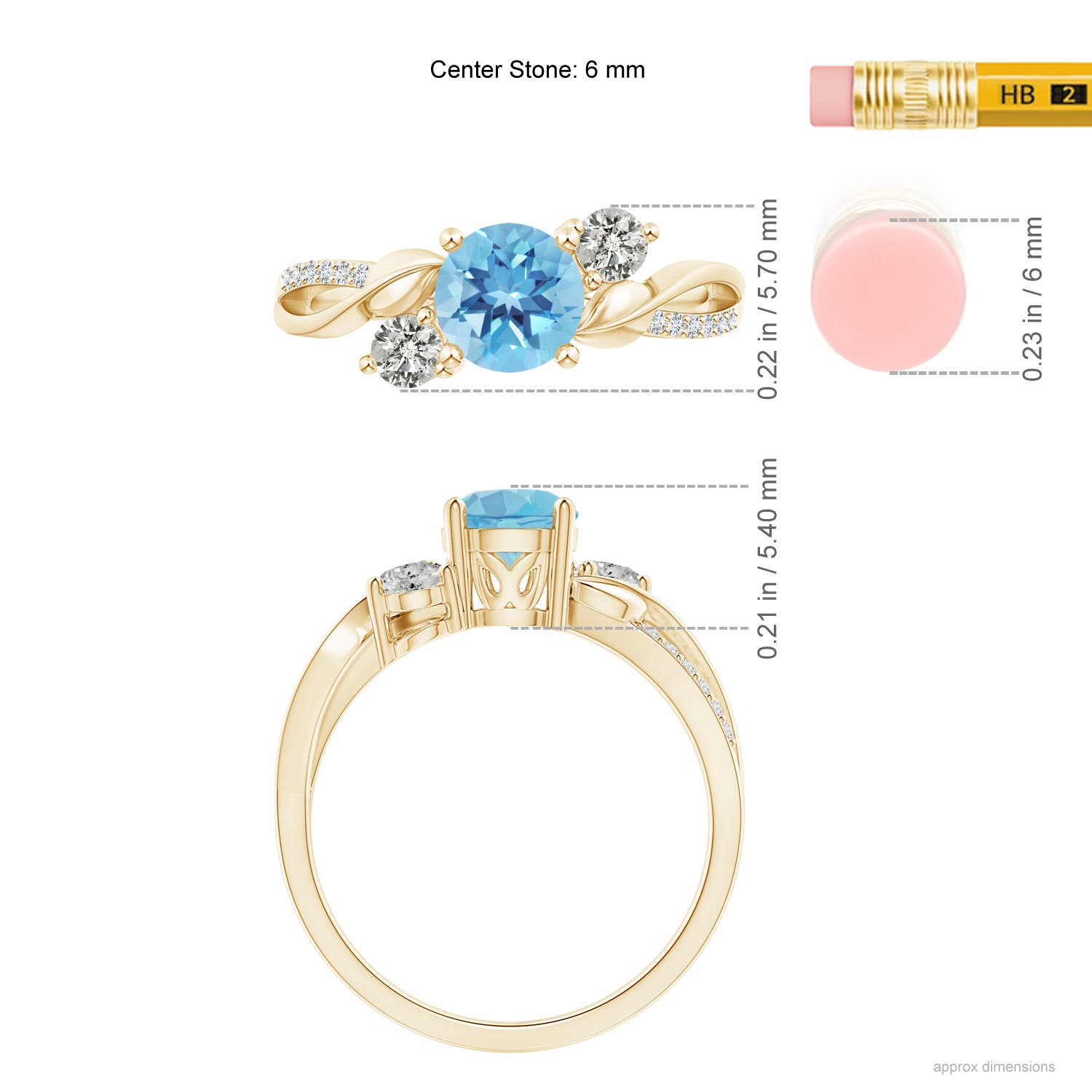 A - Swiss Blue Topaz / 1.22 CT / 14 KT Yellow Gold