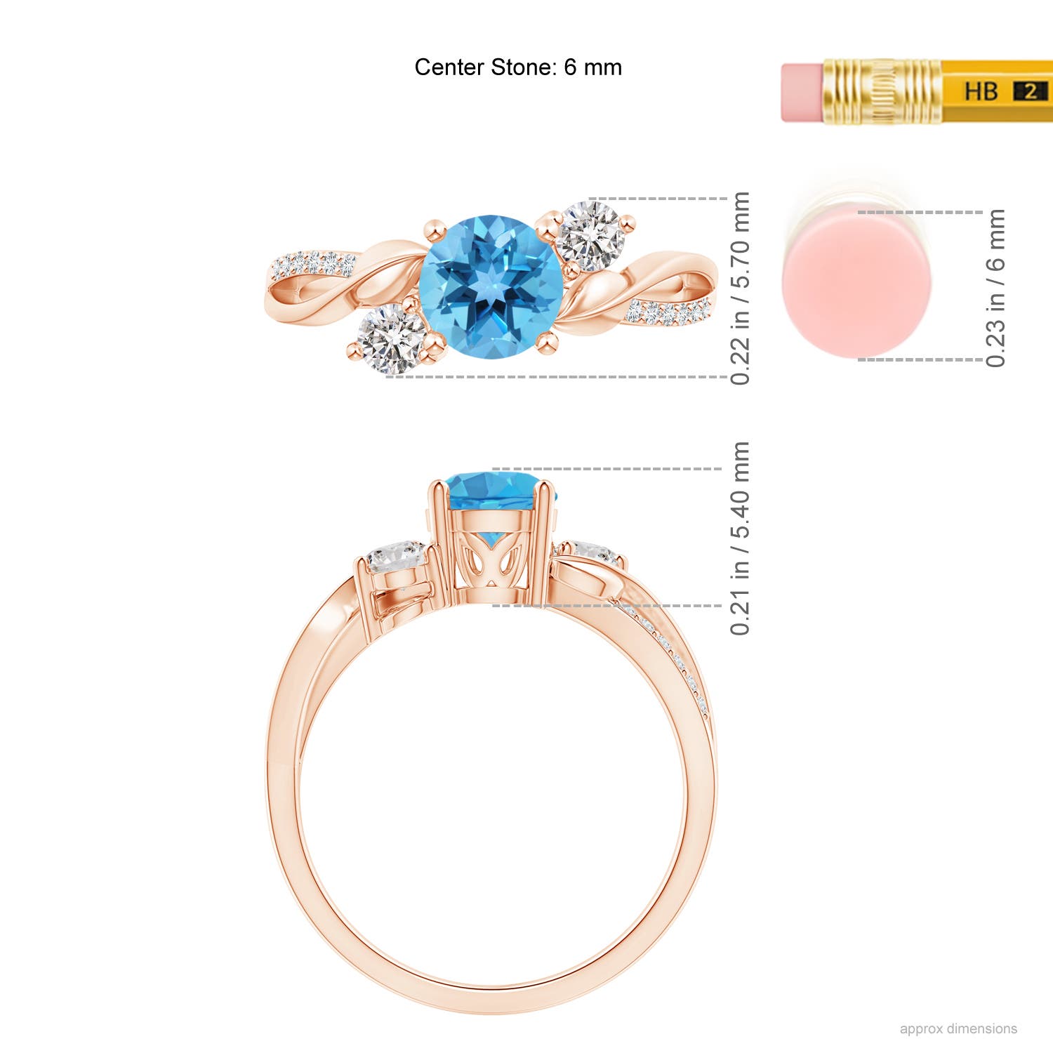 AA - Swiss Blue Topaz / 1.22 CT / 14 KT Rose Gold