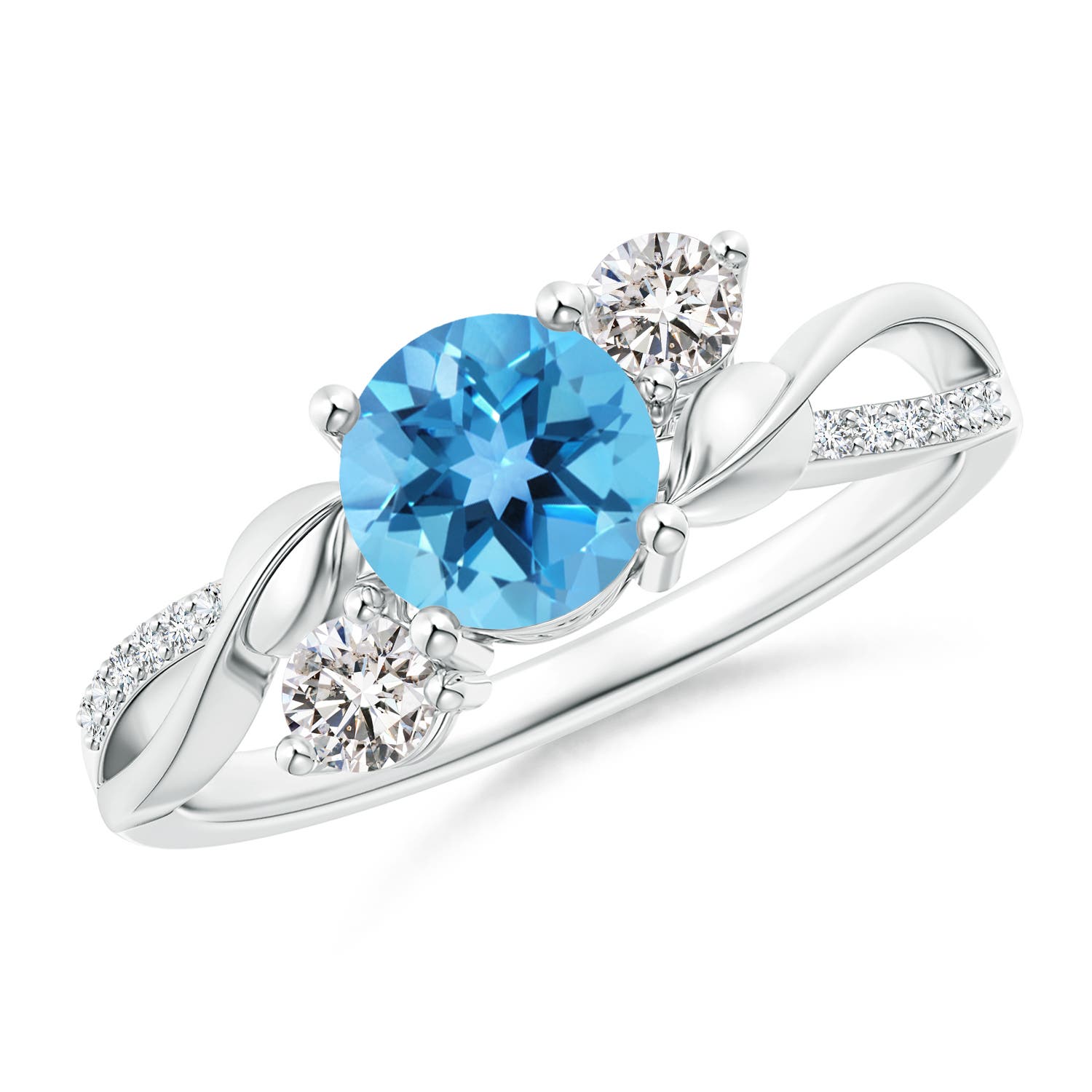 AA - Swiss Blue Topaz / 1.22 CT / 14 KT White Gold