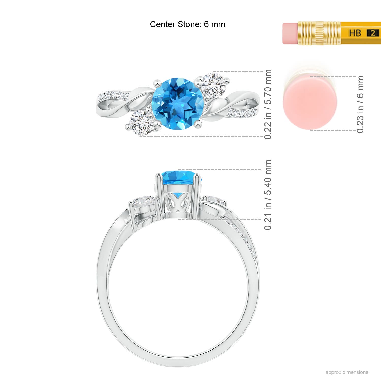 AAA - Swiss Blue Topaz / 1.22 CT / 14 KT White Gold