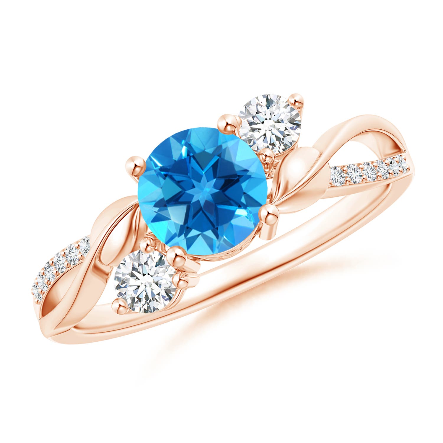 AAAA - Swiss Blue Topaz / 1.22 CT / 14 KT Rose Gold