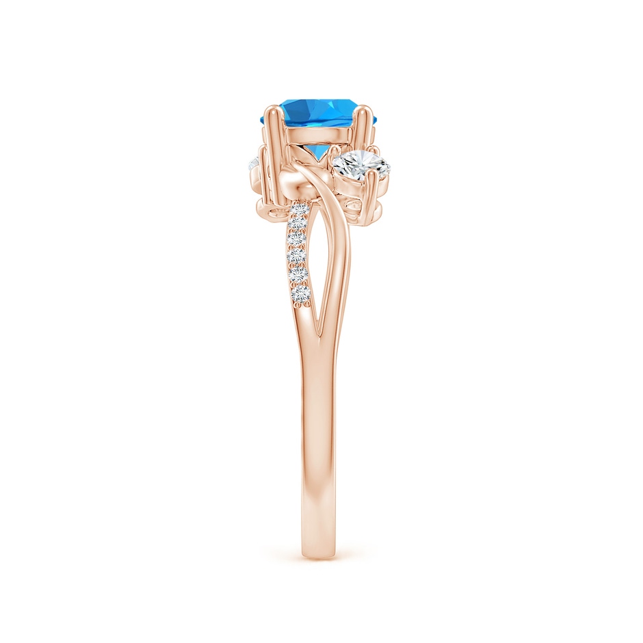 6mm AAAA Swiss Blue Topaz and Diamond Twisted Vine Ring in Rose Gold side 299