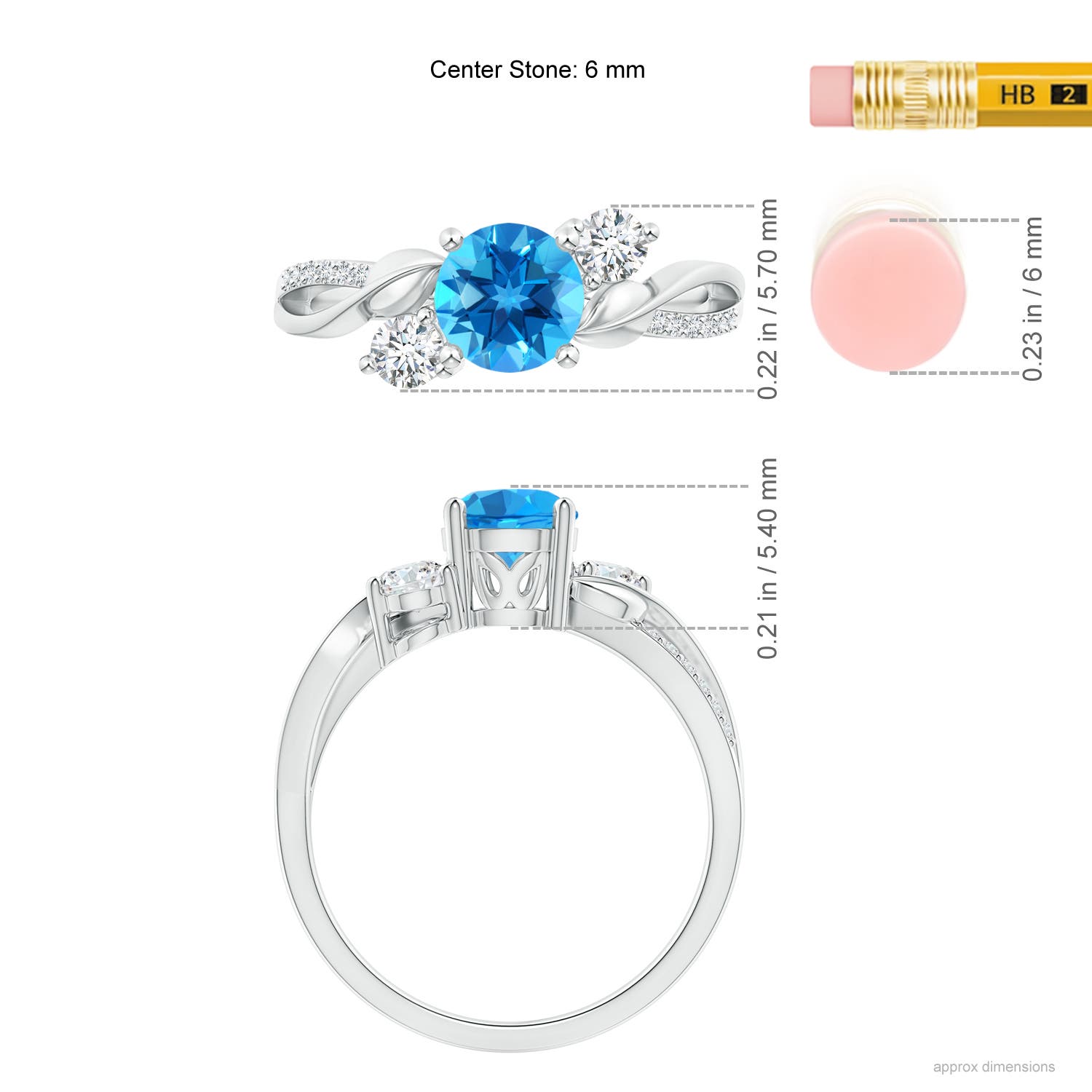 AAAA - Swiss Blue Topaz / 1.22 CT / 14 KT White Gold