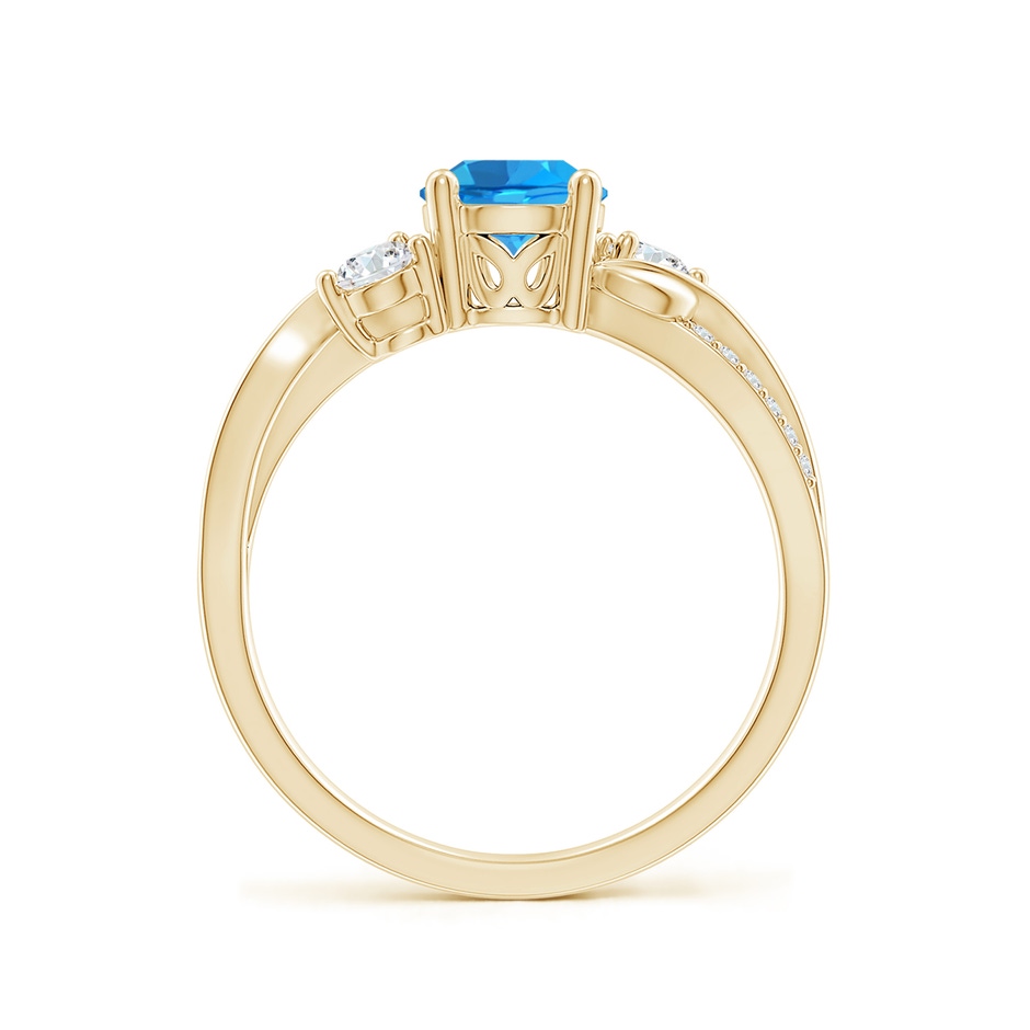 6mm AAAA Swiss Blue Topaz and Diamond Twisted Vine Ring in Yellow Gold side 199
