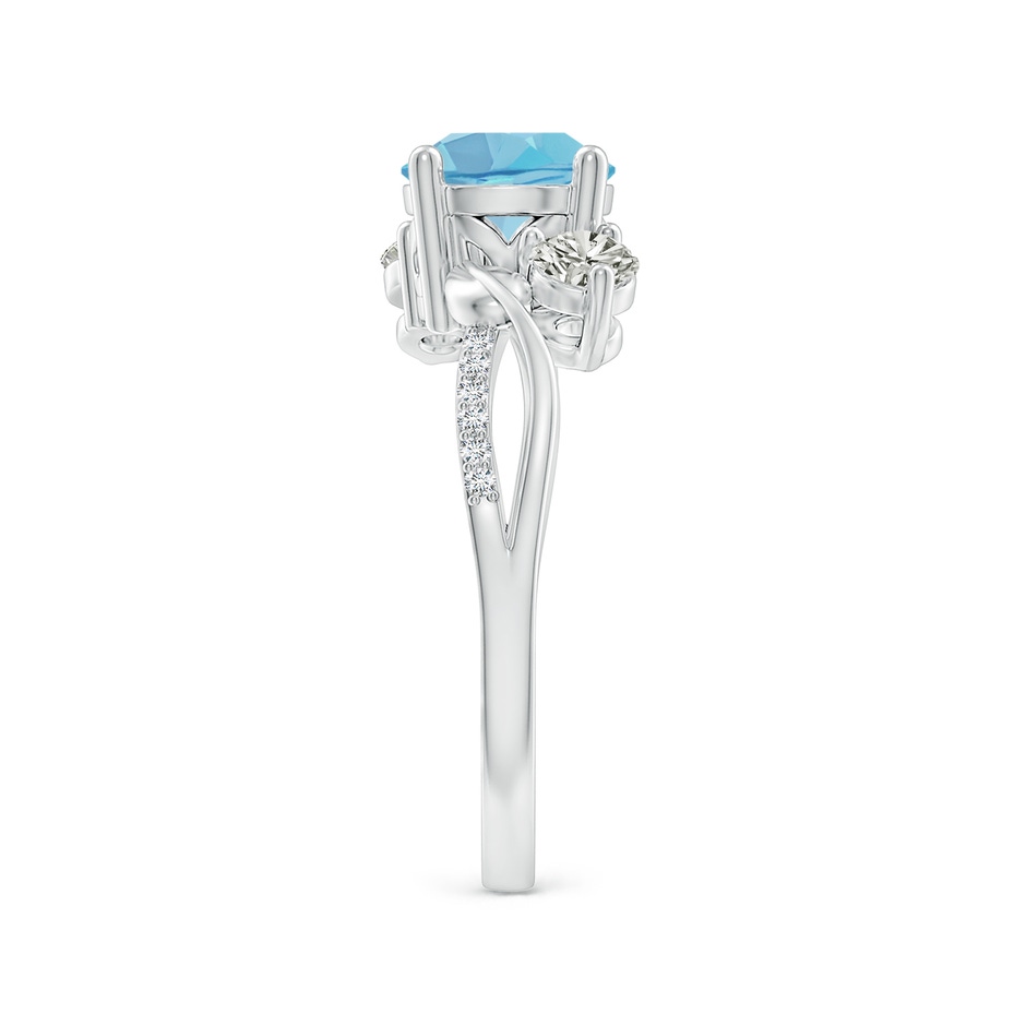 7mm A Swiss Blue Topaz and Diamond Twisted Vine Ring in 18K White Gold side 299