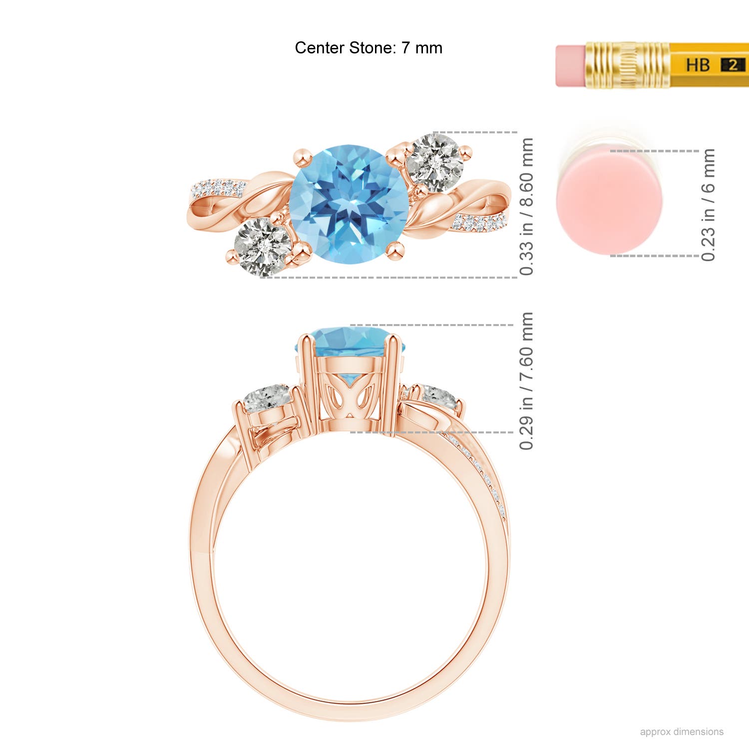 A - Swiss Blue Topaz / 1.93 CT / 14 KT Rose Gold