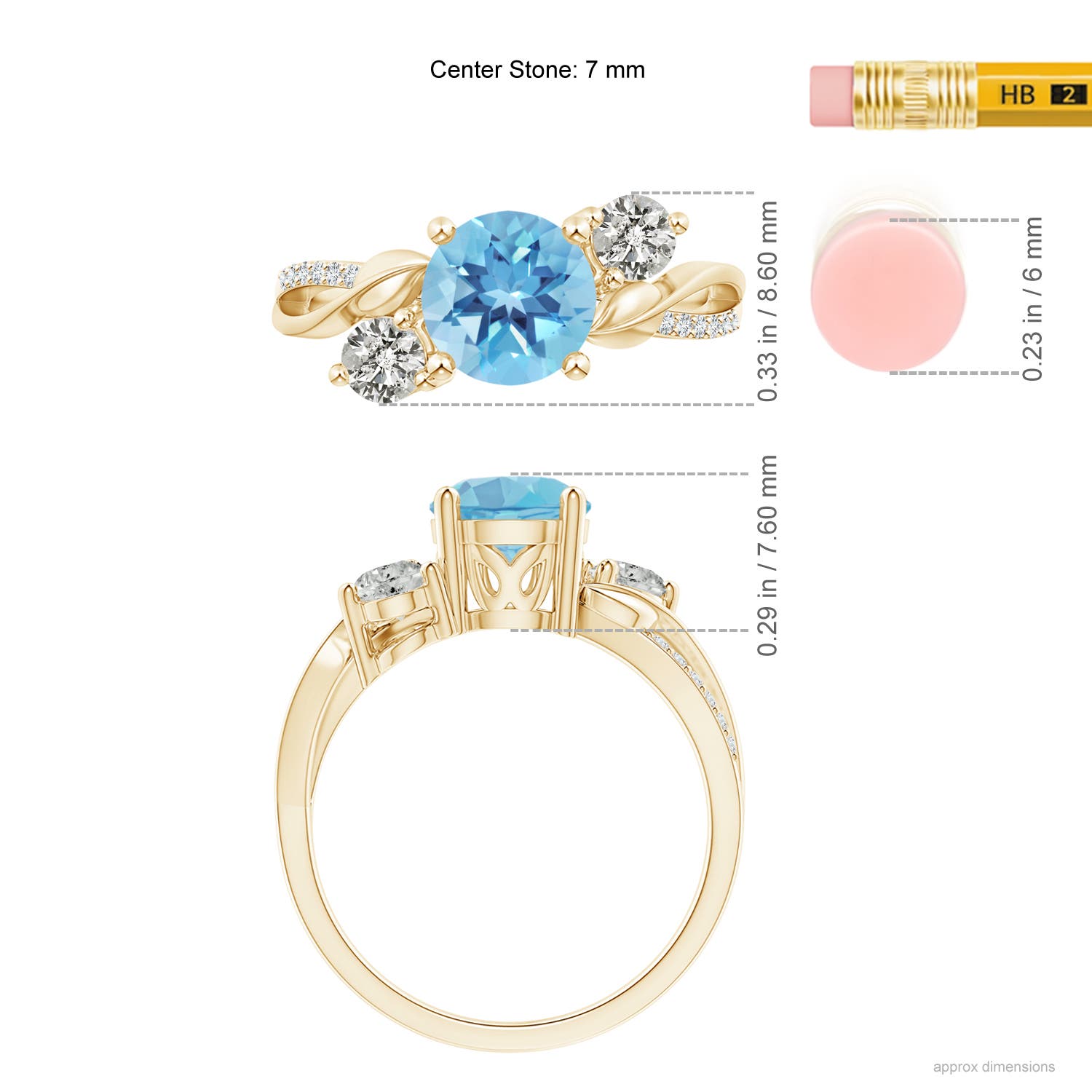 A - Swiss Blue Topaz / 1.93 CT / 14 KT Yellow Gold