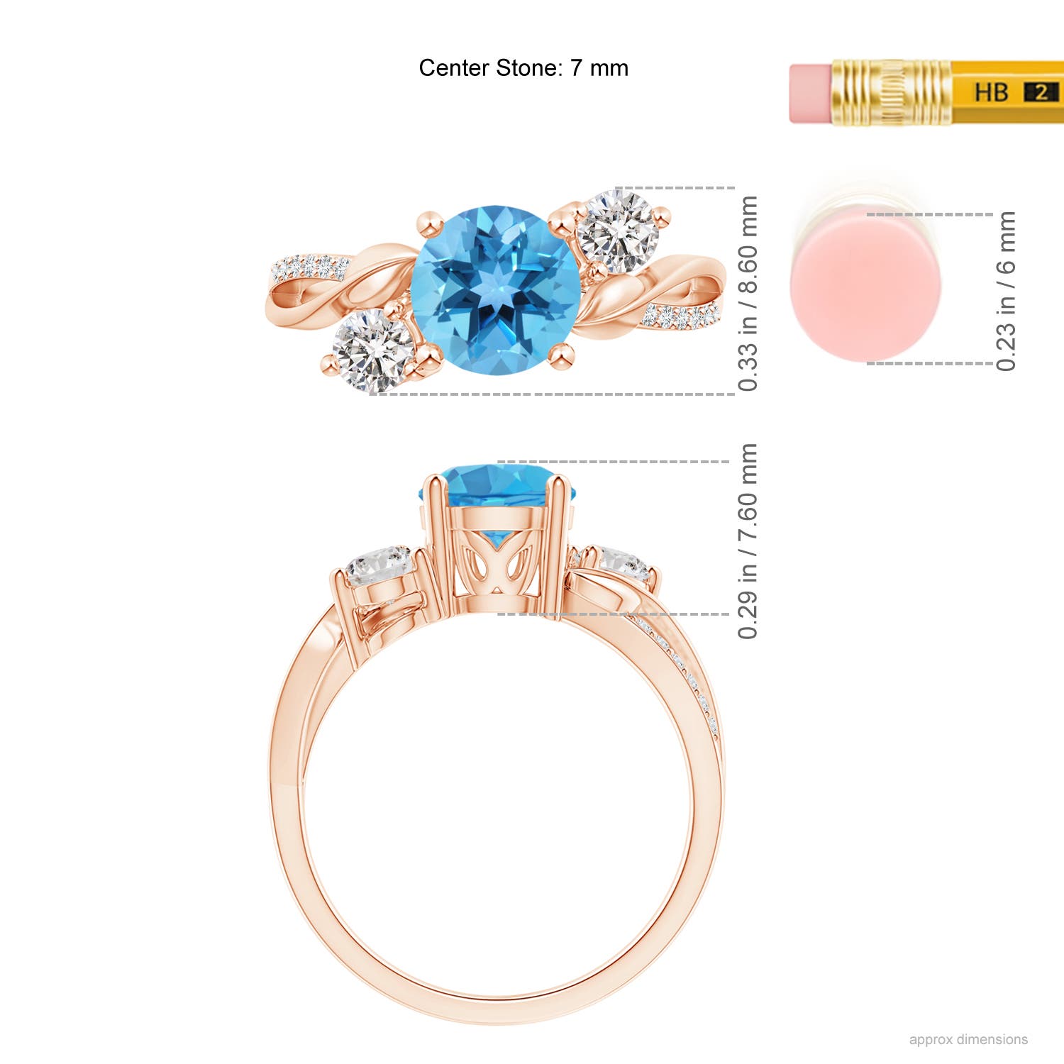 AA - Swiss Blue Topaz / 1.93 CT / 14 KT Rose Gold