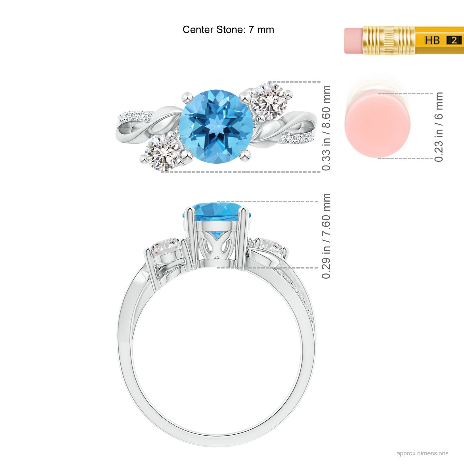 AA - Swiss Blue Topaz / 1.93 CT / 14 KT White Gold