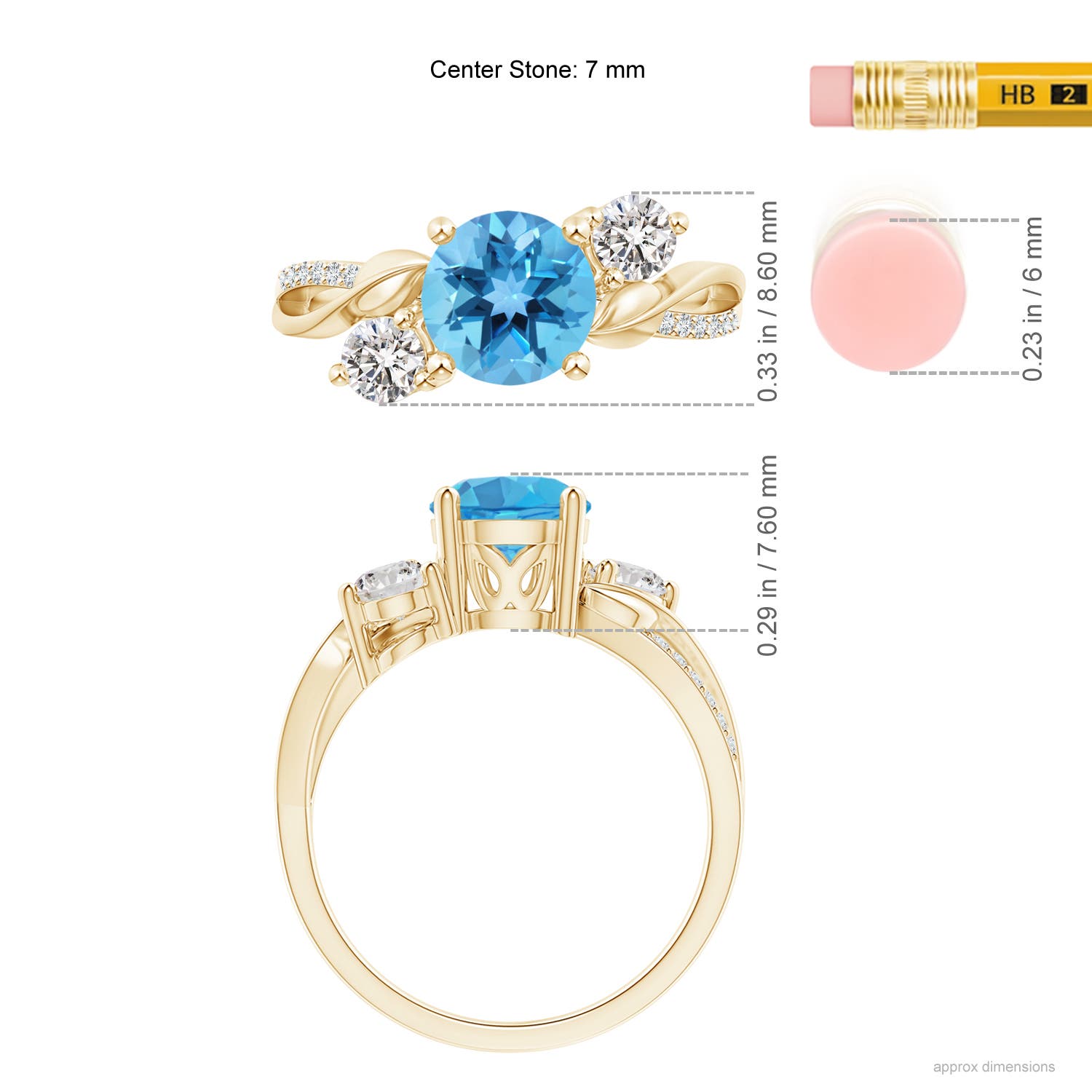 AA - Swiss Blue Topaz / 1.93 CT / 14 KT Yellow Gold