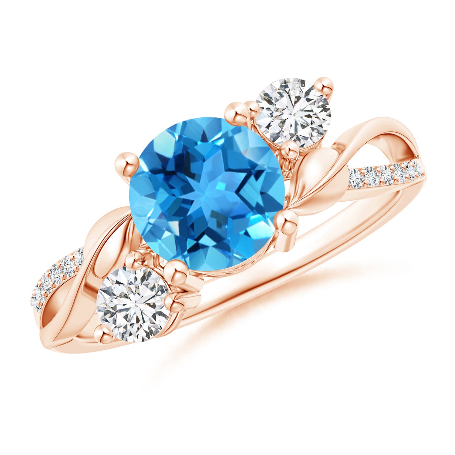 AAA - Swiss Blue Topaz / 1.93 CT / 14 KT Rose Gold