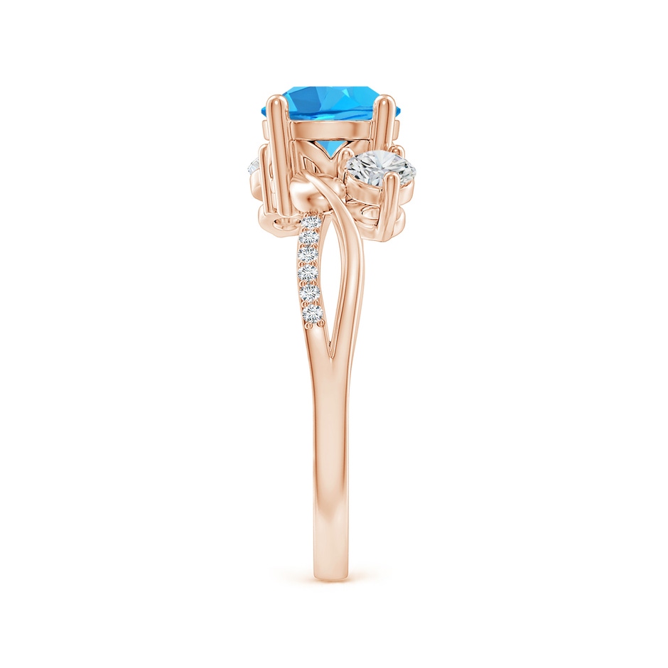 7mm AAA Swiss Blue Topaz and Diamond Twisted Vine Ring in Rose Gold side 299