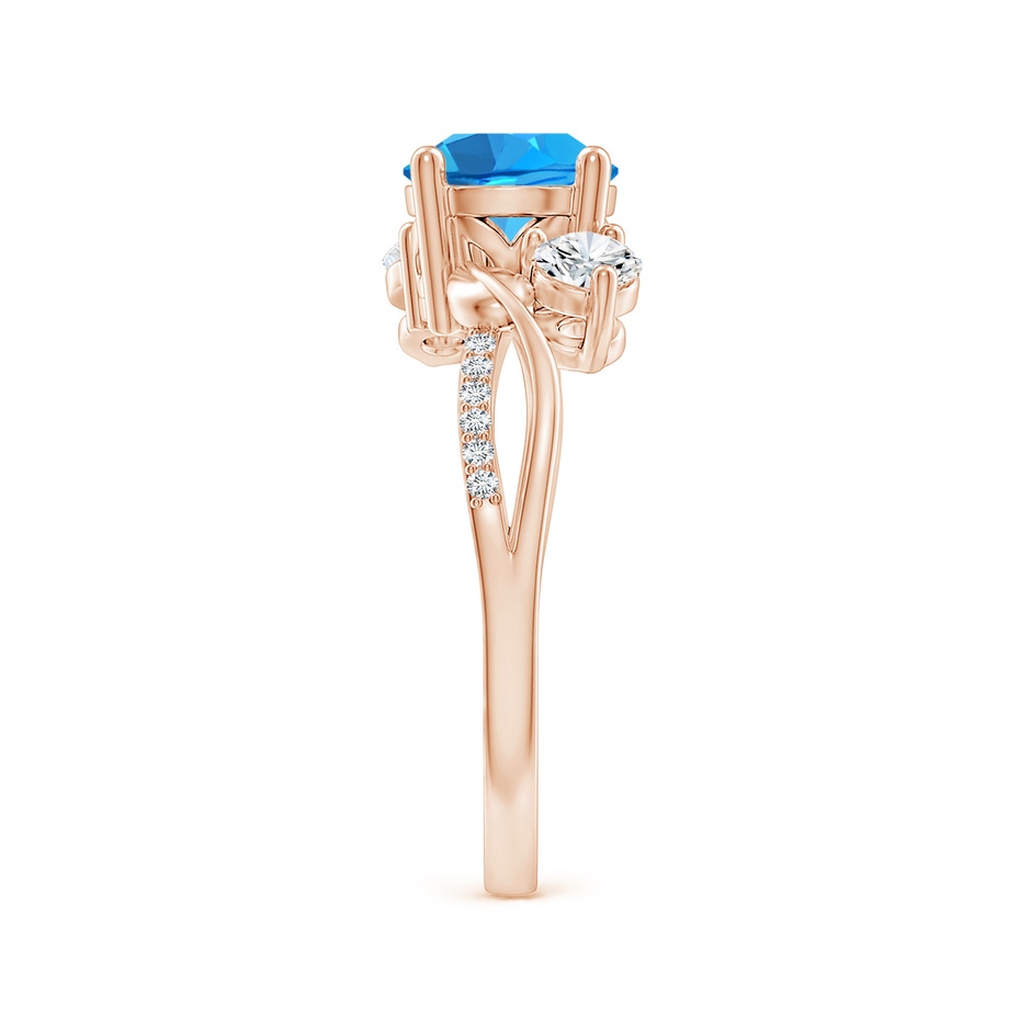 7mm AAAA Swiss Blue Topaz and Diamond Twisted Vine Ring in Rose Gold side 299