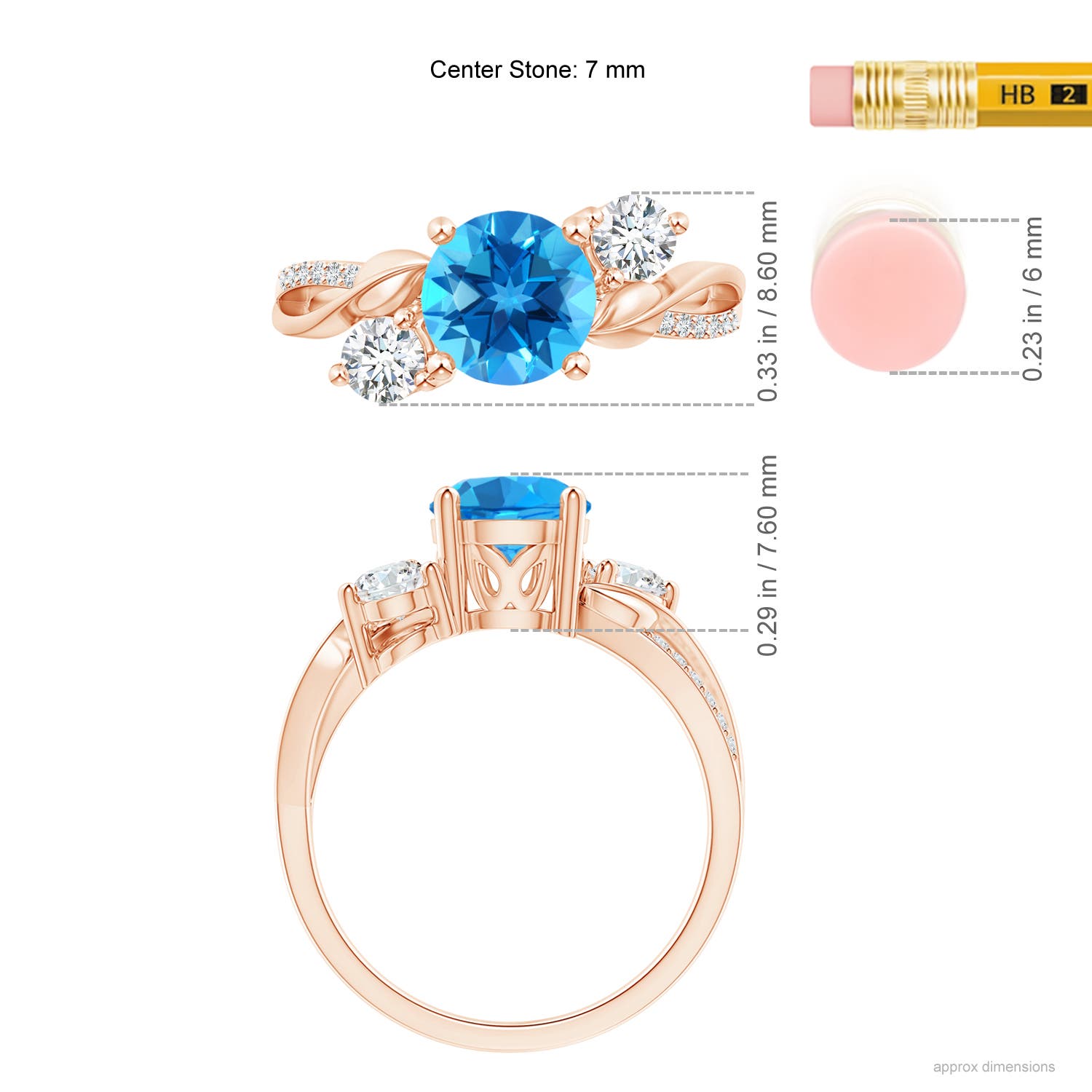 AAAA - Swiss Blue Topaz / 1.93 CT / 14 KT Rose Gold