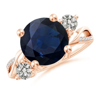 10mm A Sapphire and Diamond Twisted Vine Ring in 10K Rose Gold