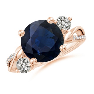 10mm A Sapphire and Diamond Twisted Vine Ring in 18K Rose Gold
